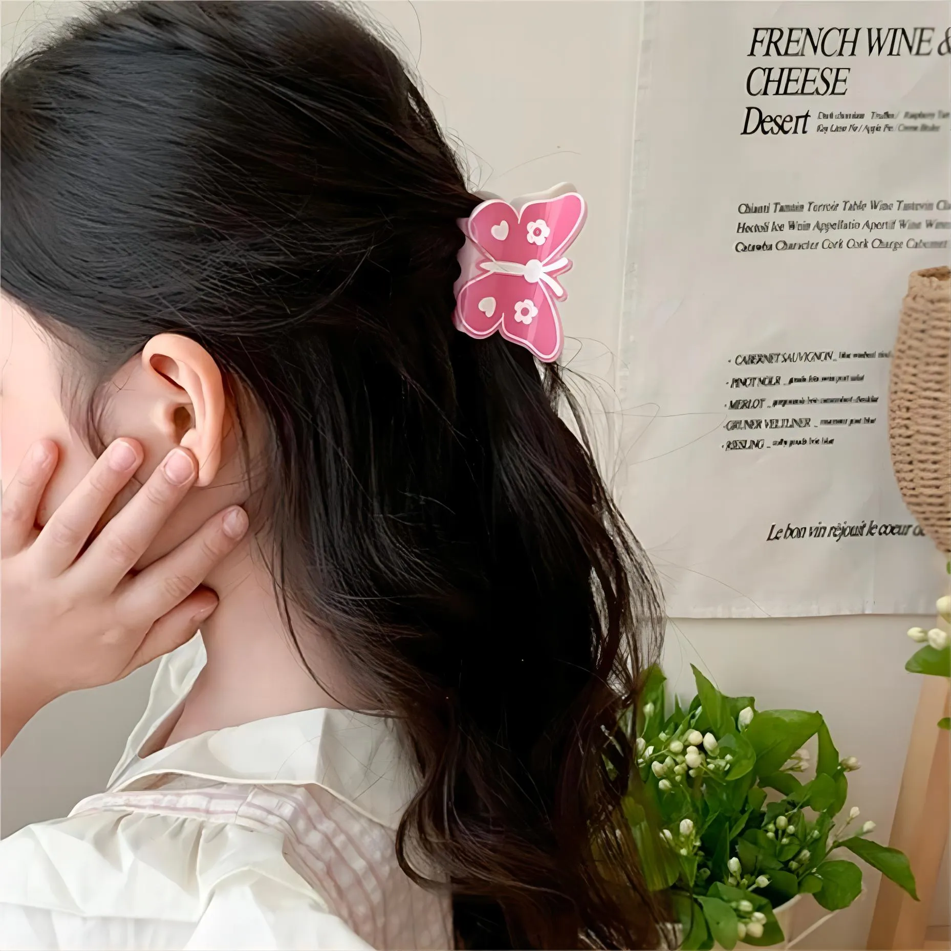 Sweet Butterfly Floral Ribbon Bowknot Hair Claw