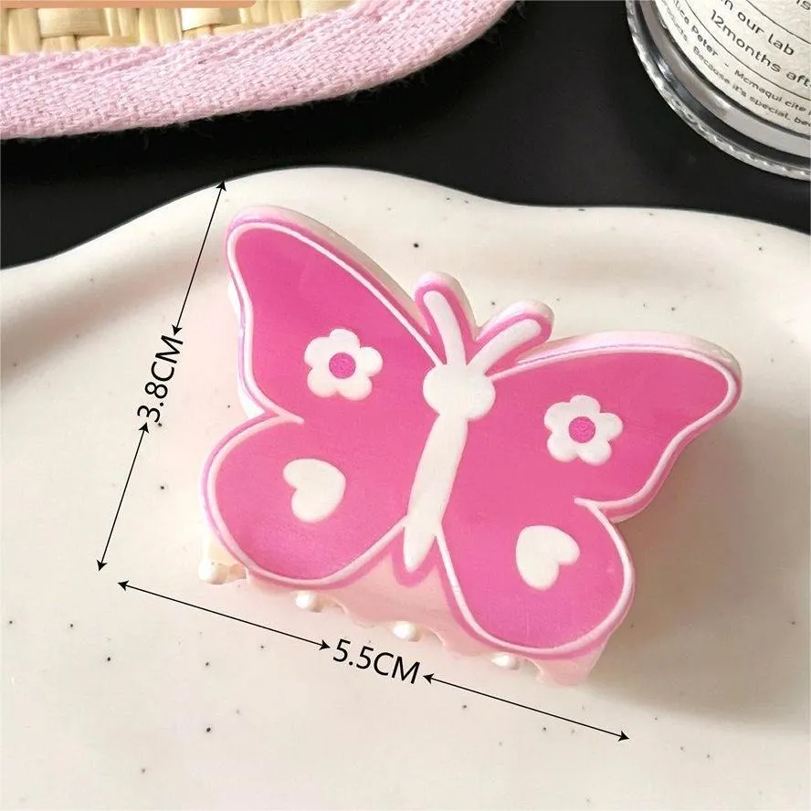 Sweet Butterfly Floral Ribbon Bowknot Hair Claw