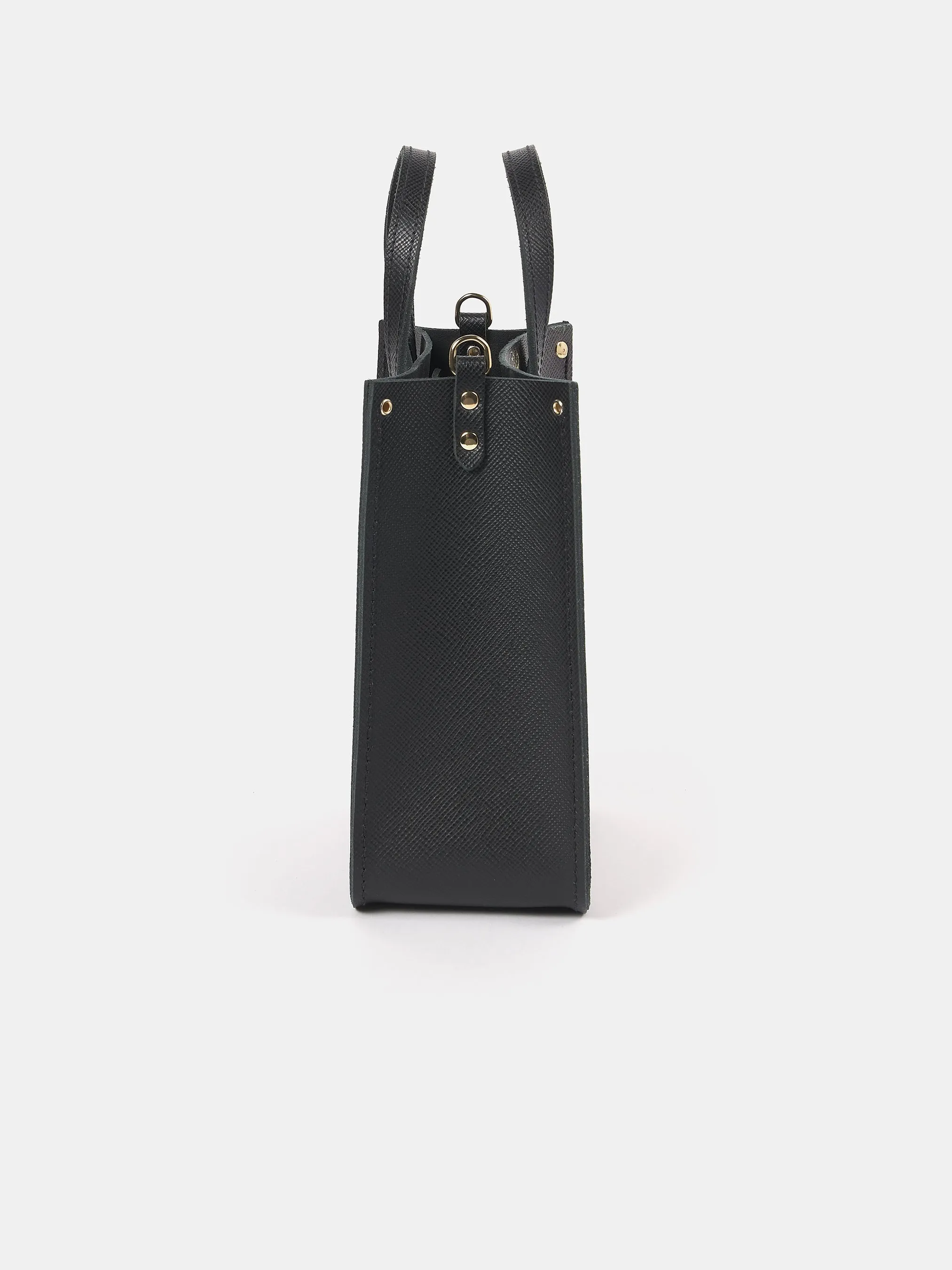 The Mini Tote - Black Saffiano with Flowers in a Vase