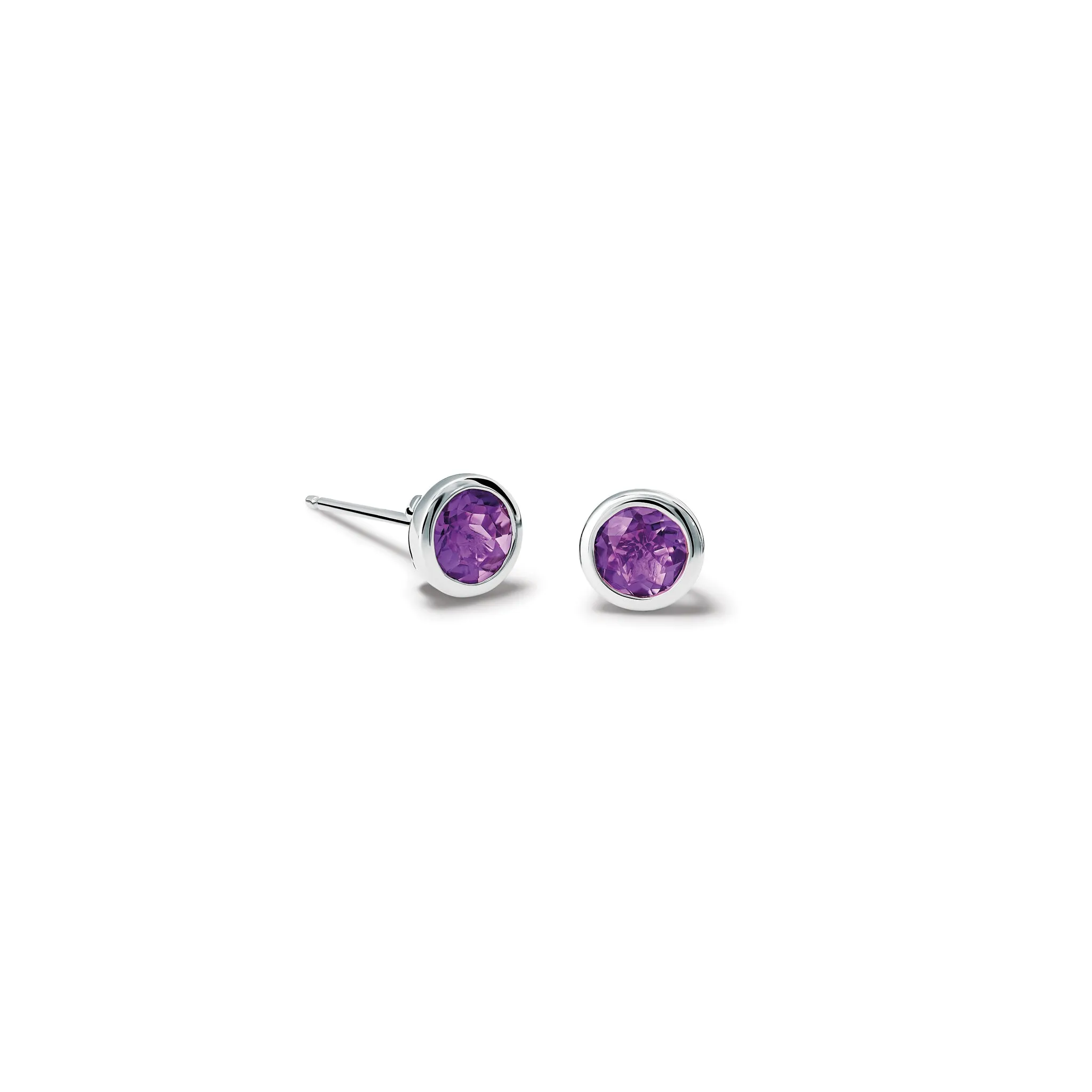 Theresa Stud Earrings White Gold - Amethyst