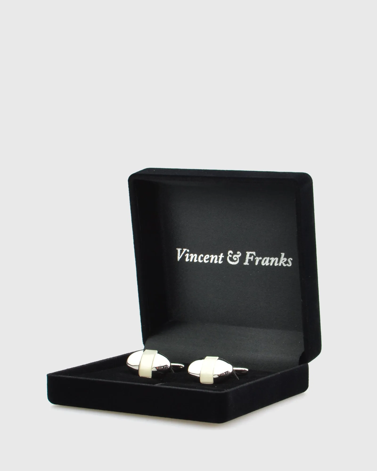 VINCENT & FRANKS VF23126R RHODIUM MOP CUFFLINKS