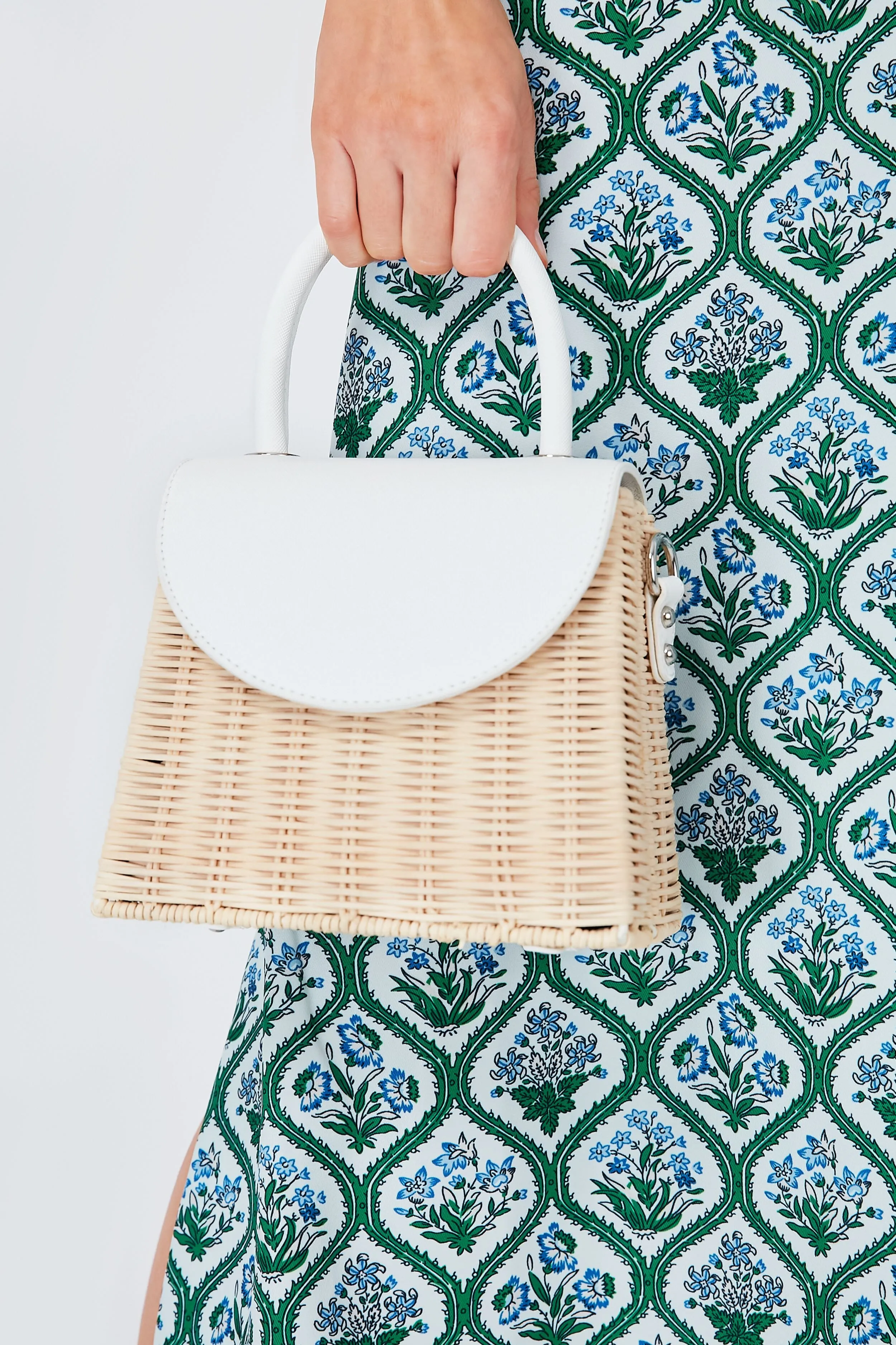 White Donna Wicker Top Handle