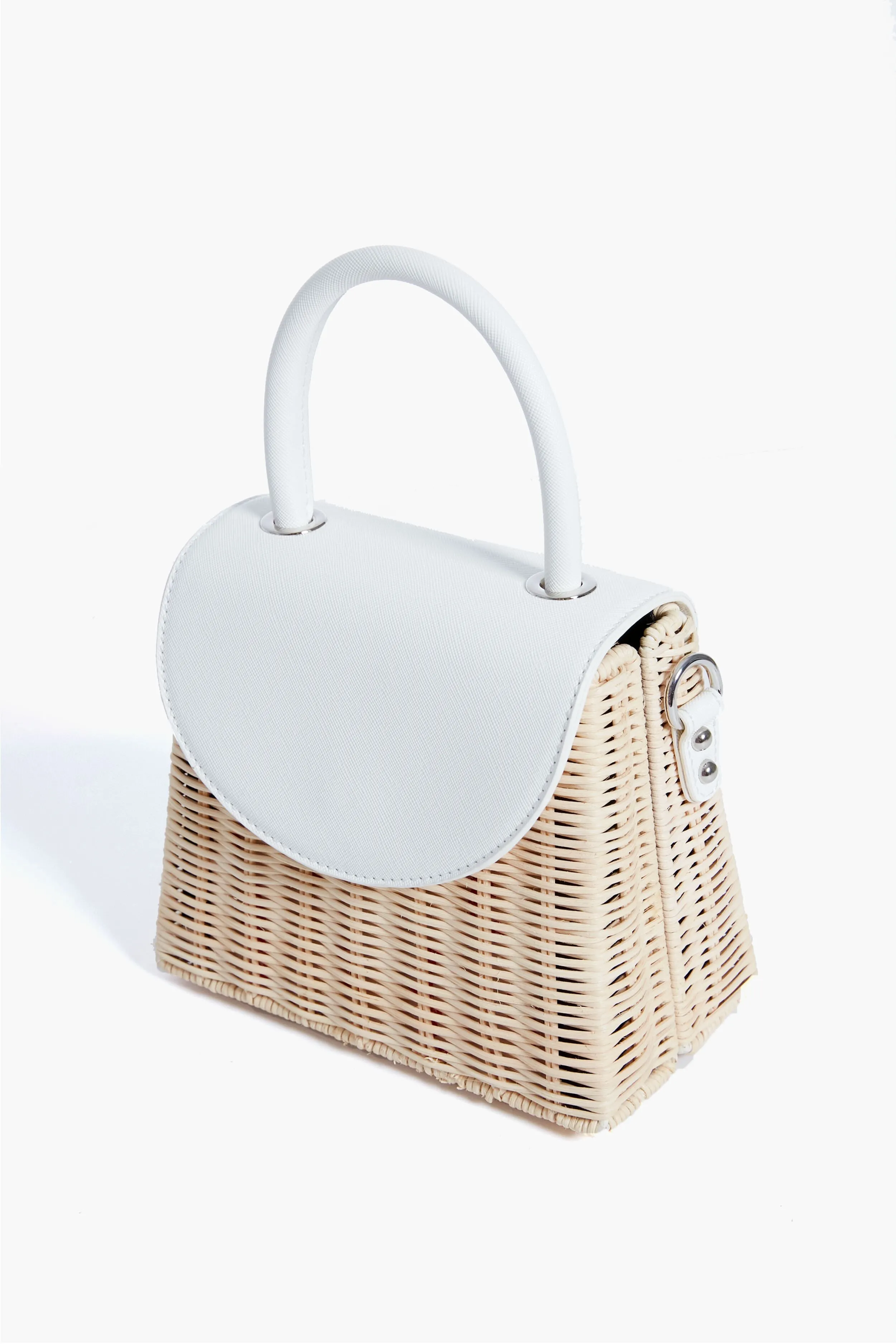 White Donna Wicker Top Handle