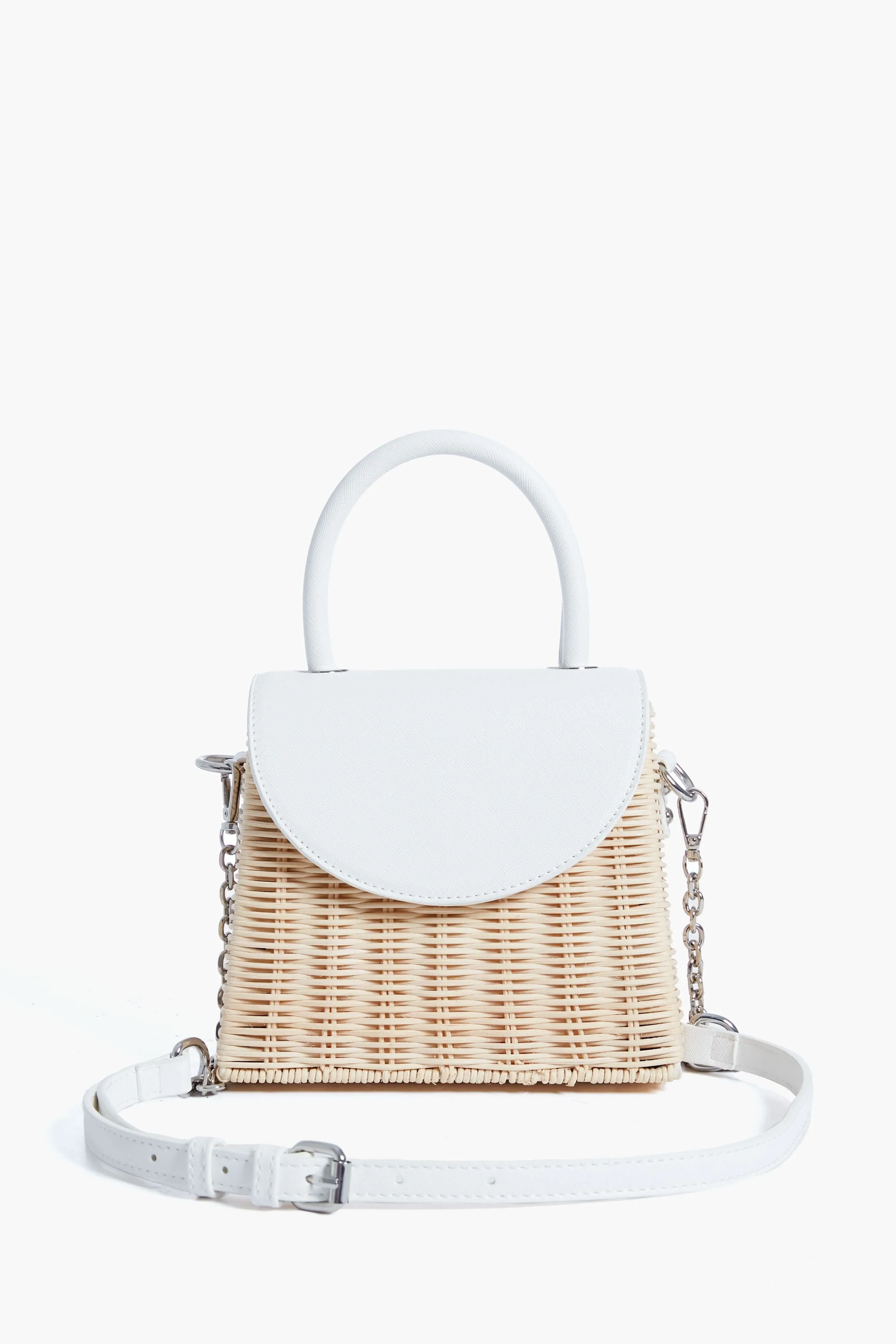 White Donna Wicker Top Handle