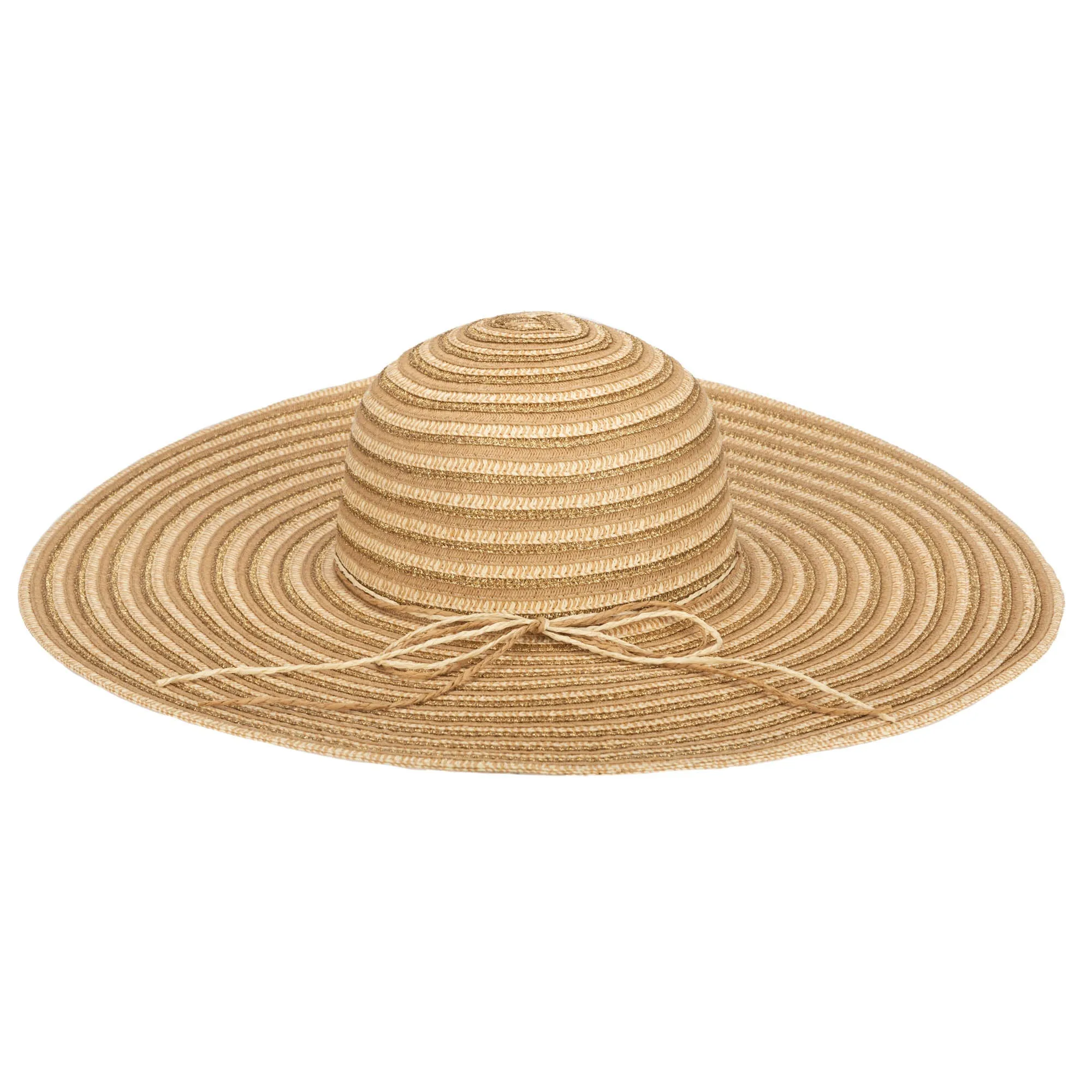 Wide Brim Women's Floppy Sun Hat with Gold Lurex