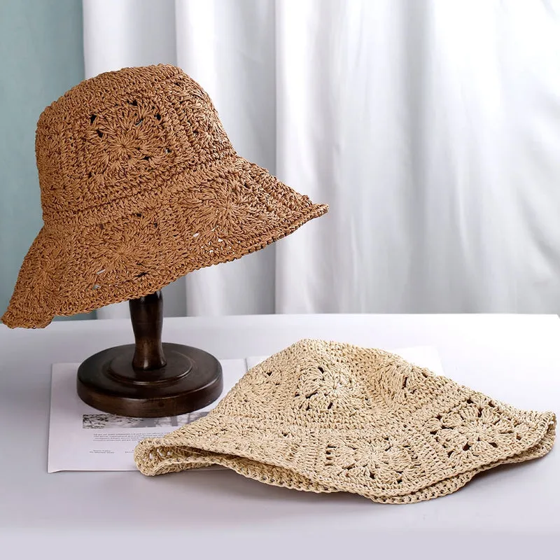 Woven Bucket Hat With Floral Design